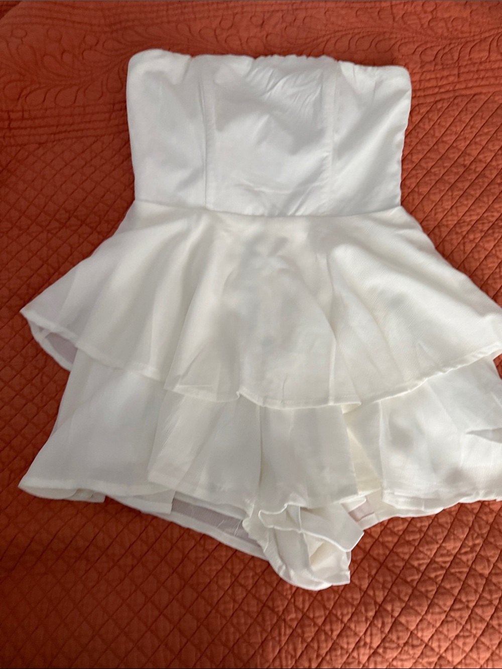 Princess Polly White Strapless Layered Romper